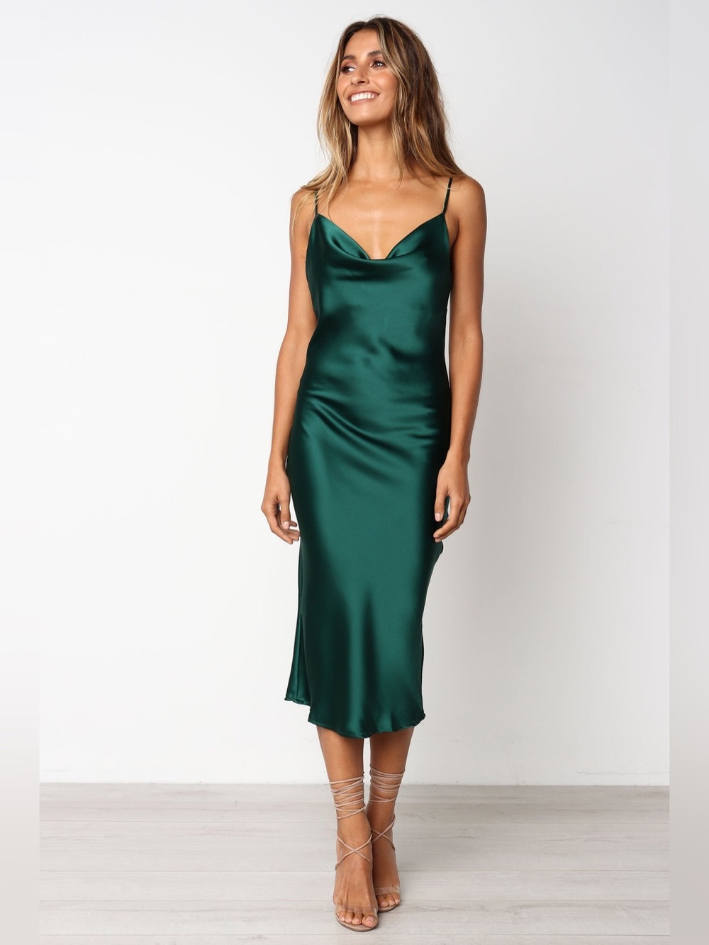 NEW Petal & Pup ‘Persia’ Cowl Neck Green Midi Dress